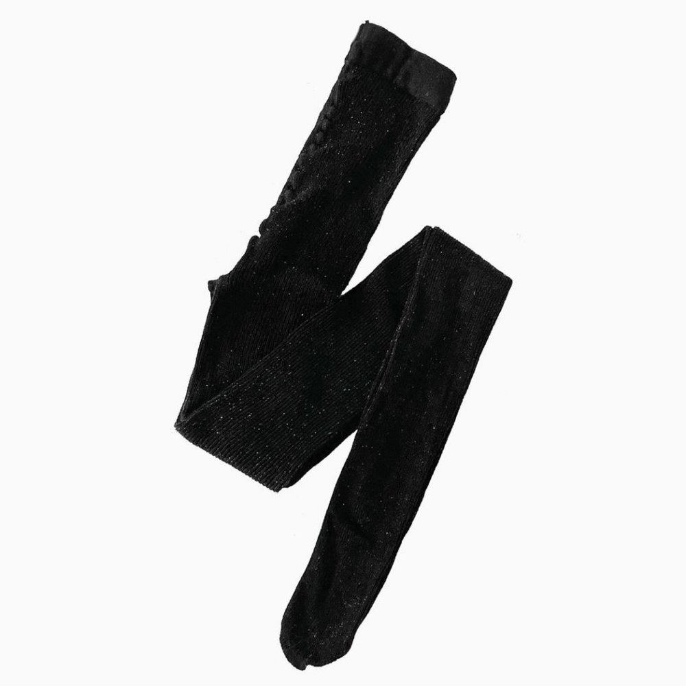 H&M Black Thick Ribbed Sparkle Tights